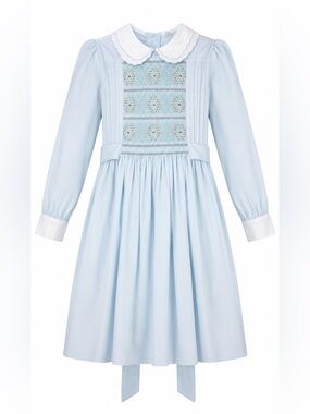 Classic Peter Pan Collar Kids Dress in Light Blue